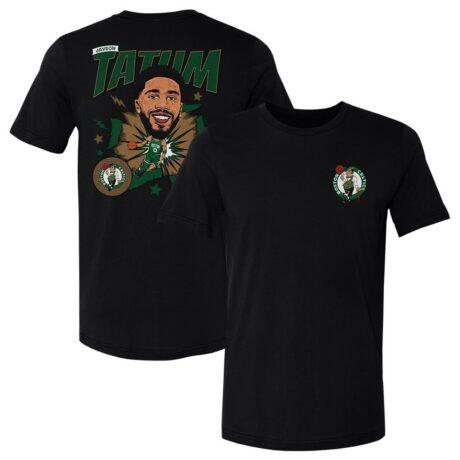Jayson Tatum Boston Celtics 500 Level Caricature T-Shirt - Black - Front View