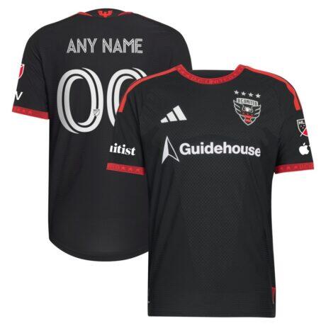D.C. United adidas 2026 Black-and-Red Kit On-Field Authentic Patch Custom Jersey - Black - Front View