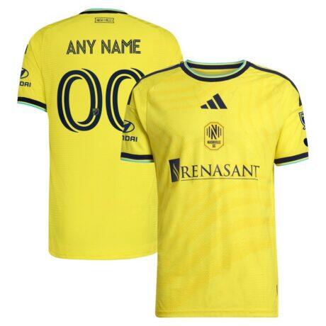 Nashville SC adidas 2026 The Reverb Kit On-Field Authentic Patch Custom Jersey - Yellow - Front View
