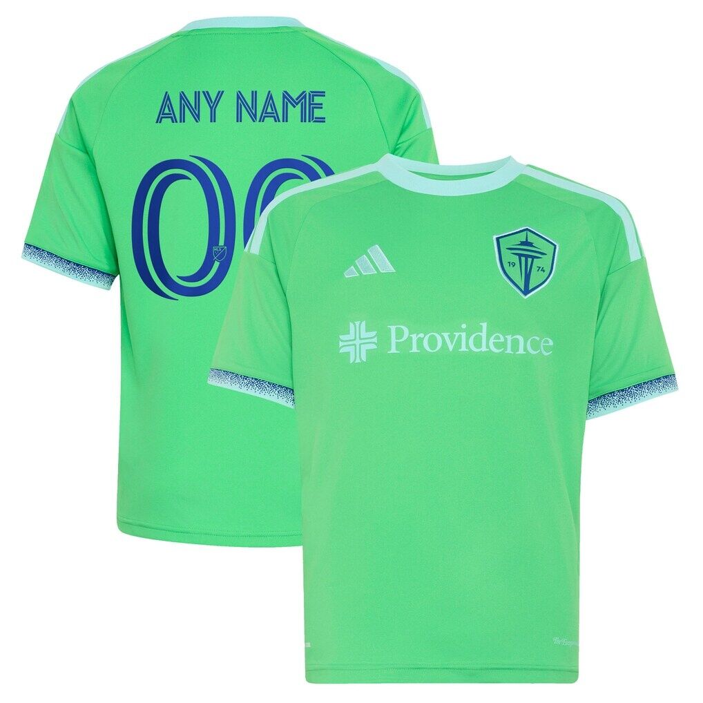 Seattle Sounders FC adidas Youth The Evergreen State Kit Replica Custom Jersey - Rave Green