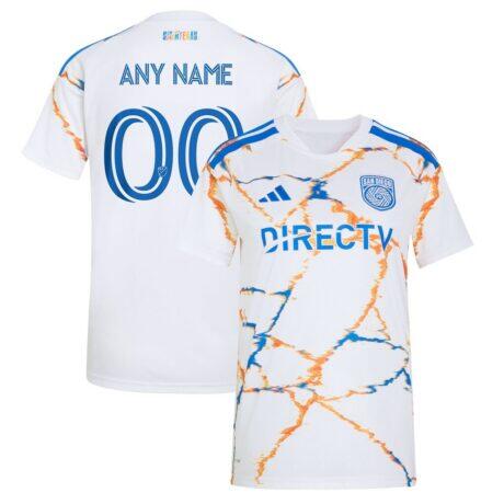 San Diego FC adidas Women's 2026 Celebration of Unprecedented Unity Kit Replica Custom Jersey - White - Front View