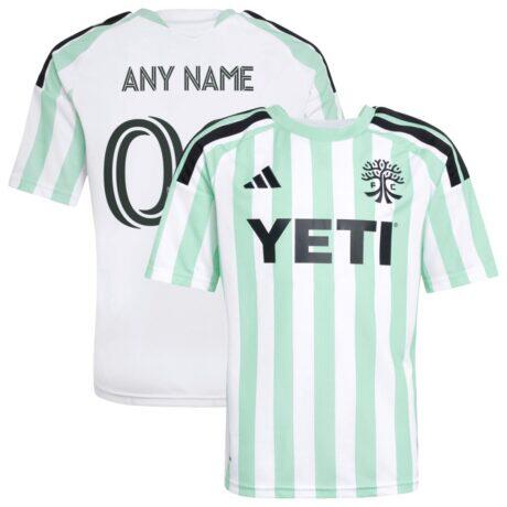 Austin FC adidas Youth 2026 The Rooted Kit Replica Custom Jersey - White - Front View