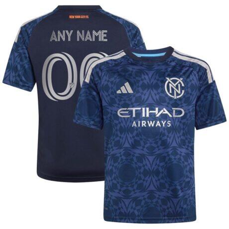New York City FC adidas Youth 2026 The All Nations Kit Replica Custom Jersey - Blue - Front View