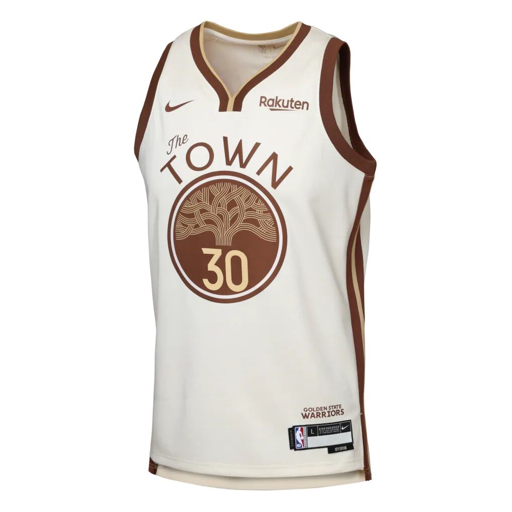 Stephen Curry Golden State Warriors Nike Youth Swingman Finished Badge Player Jersey - City Edition - Tan