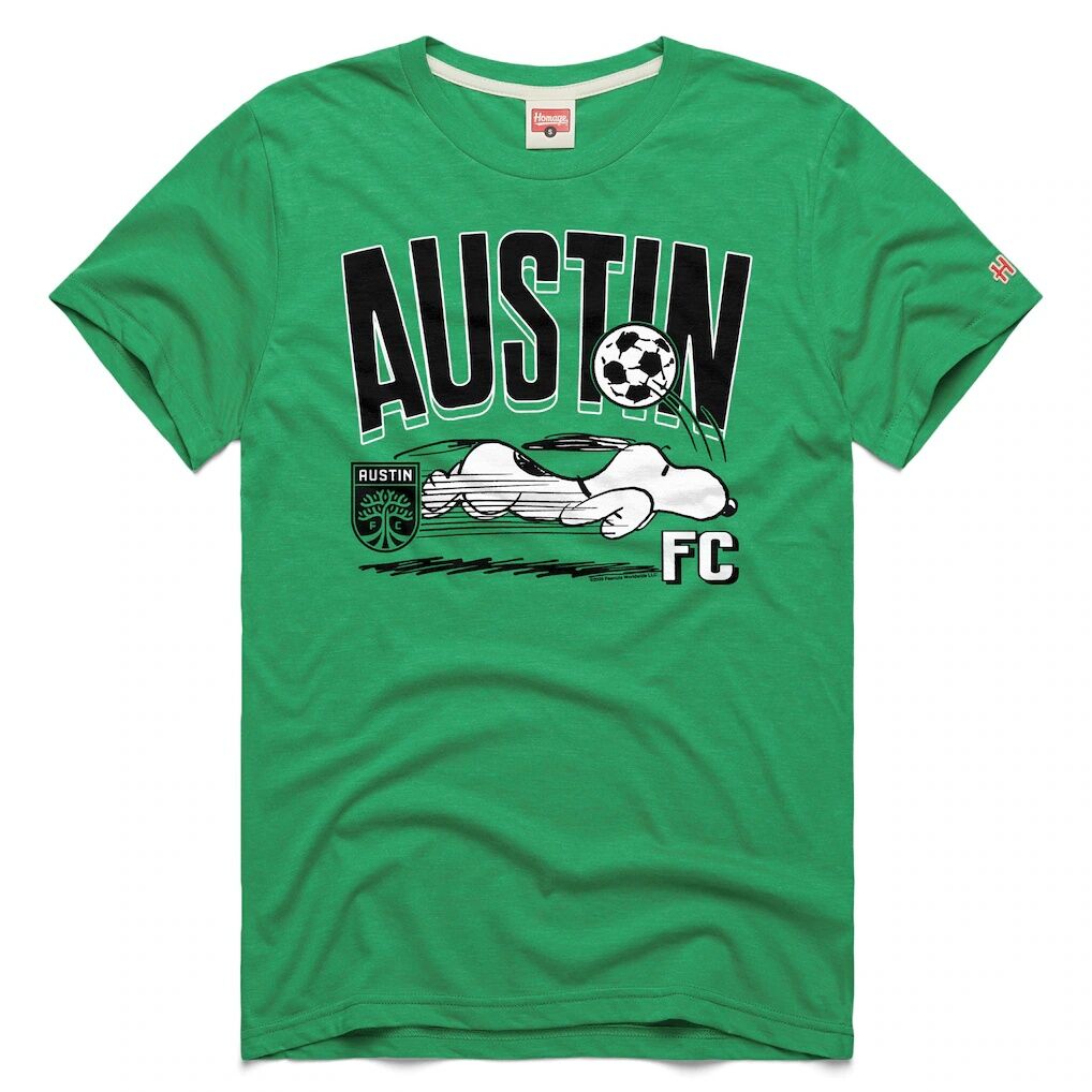 Austin FC Homage Unisex MLS x Peanuts Snoopy Graphic Tri-Blend T-Shirt