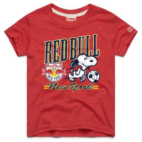 New York Red Bulls Homage Youth MLS x Peanuts Snoopy Graphic Tri-Blend T-Shirt - Red - Front View