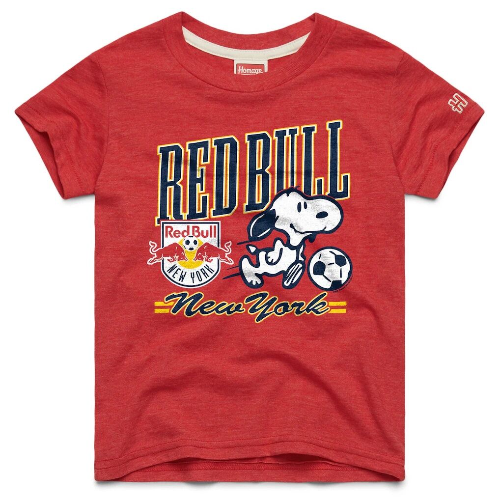 New York Red Bulls Homage Youth MLS x Peanuts Snoopy Graphic Tri-Blend T-Shirt