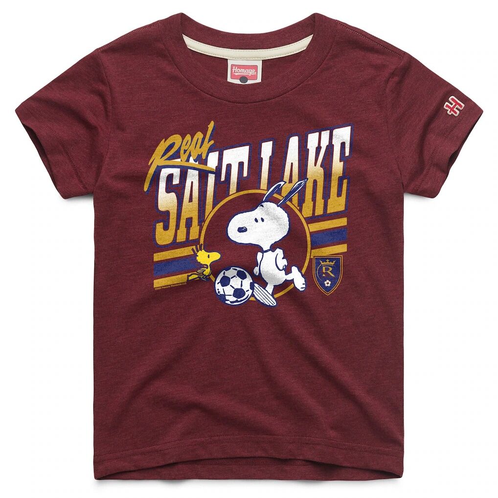 Real Salt Lake Homage Youth MLS x Peanuts Snoopy Graphic Tri-Blend T-Shirt - Wine