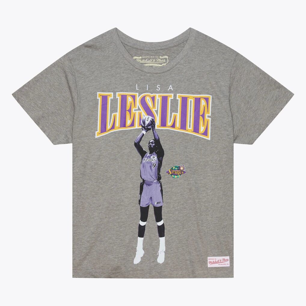 Lisa Leslie Los Angeles Sparks Mitchell & Ness Unisex Player Boyfriend T-Shirt - Heather Gray - Court Origins