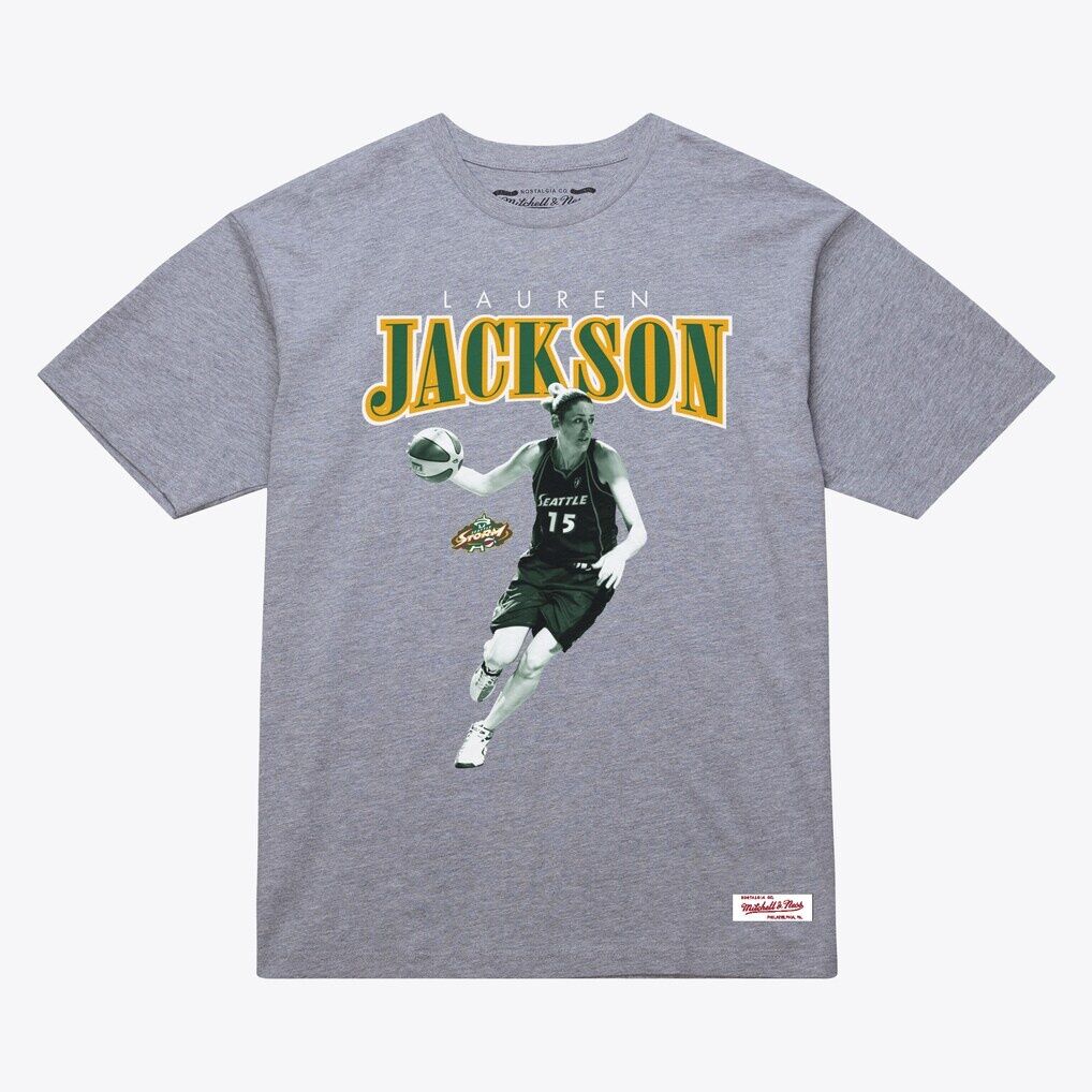 Lauren Jackson Seattle Storm Mitchell & Ness Unisex Player Boyfriend T-Shirt - Heather Gray - Court Origins