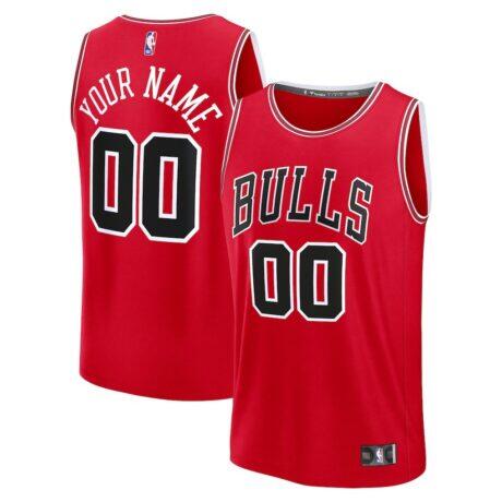Chicago Bulls Fanatics Fast Break Custom Jersey - Red - Front View