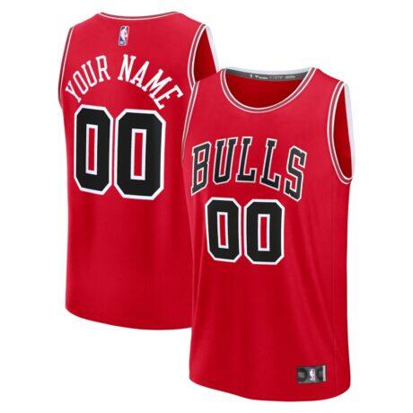 Chicago Bulls Fanatics Youth Fast Break Custom Jersey - Red - Front View
