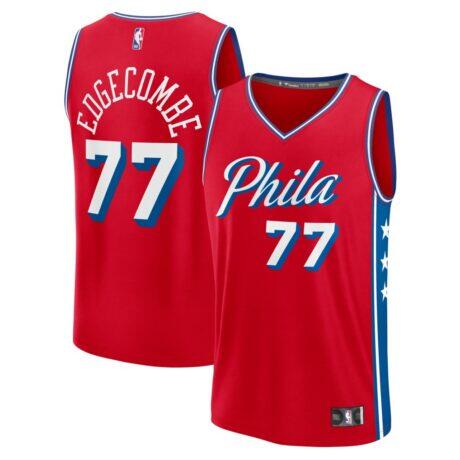 VJ Edgecombe Philadelphia 76ers Fashion7 Fast Break Replica Player Jersey - Red - Front View