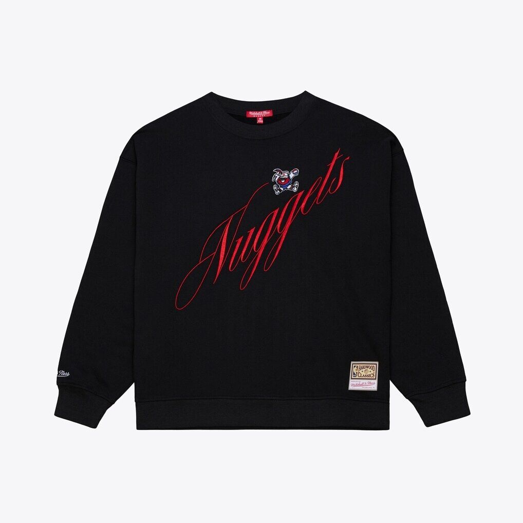 Denver Nuggets Mitchell & Ness Women's Hardwood Classics Script Lightweight Sweatshirt