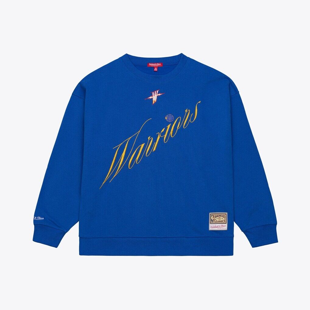 Golden State Warriors Mitchell & Ness Women’s Hardwood Classics Script Lightweight Sweatshirt – Royal
