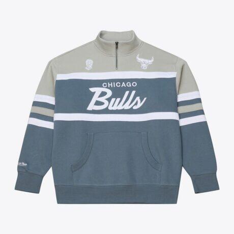 Chicago Bulls Mitchell & Ness Thunderstorm Head Coach Quarter-Zip Jacket - Blue - Front View