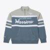 Golden State Warriors Mitchell & Ness Thunderstorm Head Coach Quarter-Zip Jacket - Blue - Front View