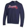 Atlanta Braves Champion Powerblend Wordmark Sweatshirt - Navy - Back View
