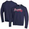 Atlanta Braves Champion Powerblend Wordmark Sweatshirt - Navy - Front View