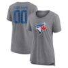 Toronto Blue Jays Women's Heritage Personalized Any Name & Number Tri-Blend T-Shirt - Gray - Front View