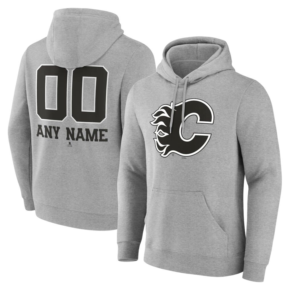 Calgary Flames Big & Tall Personalized Name & Number Monochrome Pullover Hoodie