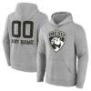 Florida Panthers Big & Tall Personalized Name & Number Monochrome Pullover Hoodie - Gray - Front View