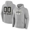Los Angeles Kings Big & Tall Personalized Name & Number Monochrome Pullover Hoodie - Gray - Front View