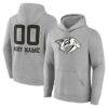 Nashville Predators Big & Tall Personalized Name & Number Monochrome Pullover Hoodie - Gray - Front View