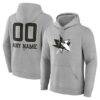 San Jose Sharks Big & Tall Personalized Name & Number Monochrome Pullover Hoodie - Gray - Front View