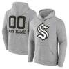 Seattle Kraken Big & Tall Personalized Name & Number Monochrome Pullover Hoodie - Gray - Front View