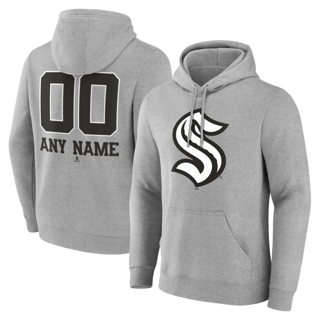 Seattle Kraken Big & Tall Personalized Name & Number Monochrome Pullover Hoodie