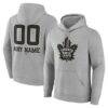 Toronto Maple Leafs Big & Tall Personalized Name & Number Monochrome Pullover Hoodie - Gray - Front View
