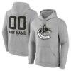 Vancouver Canucks Big & Tall Personalized Name & Number Monochrome Pullover Hoodie - Gray - Front View