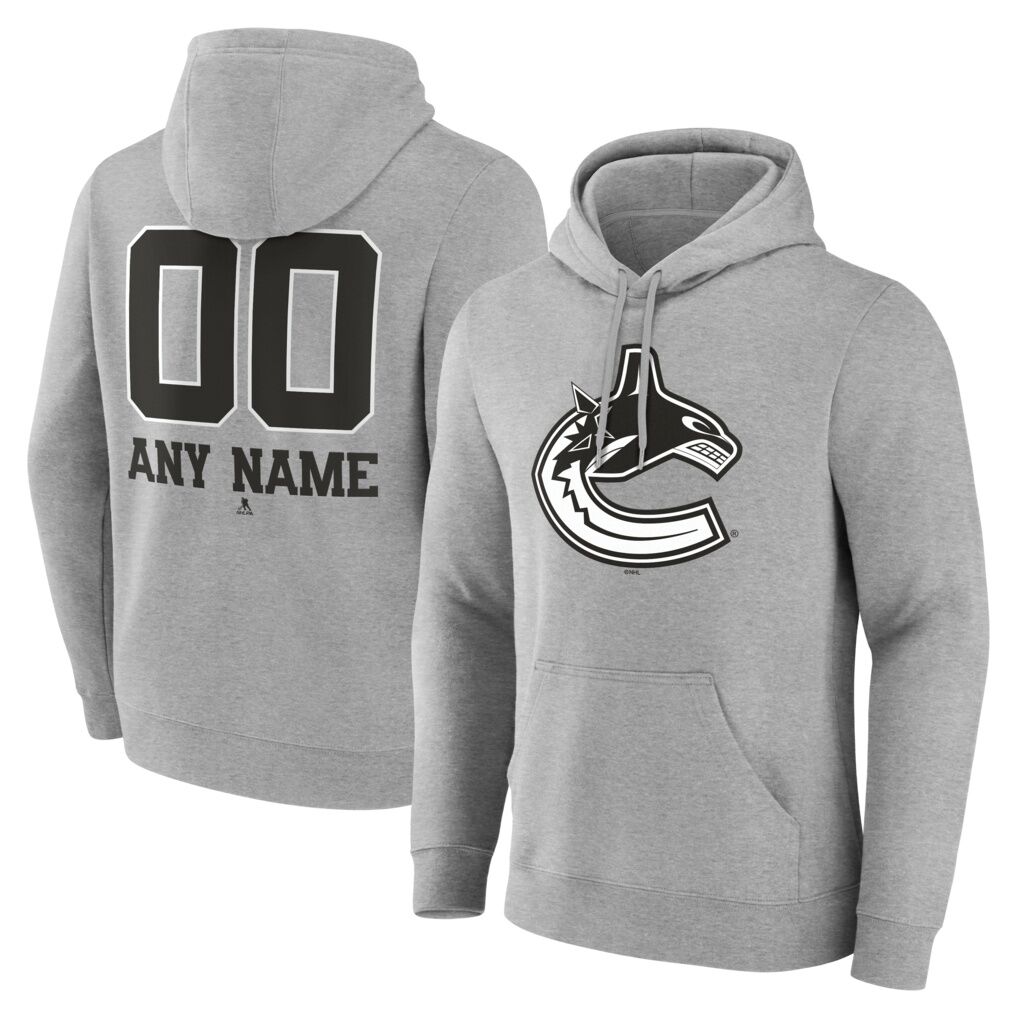 Vancouver Canucks Big & Tall Personalized Name & Number Monochrome Pullover Hoodie