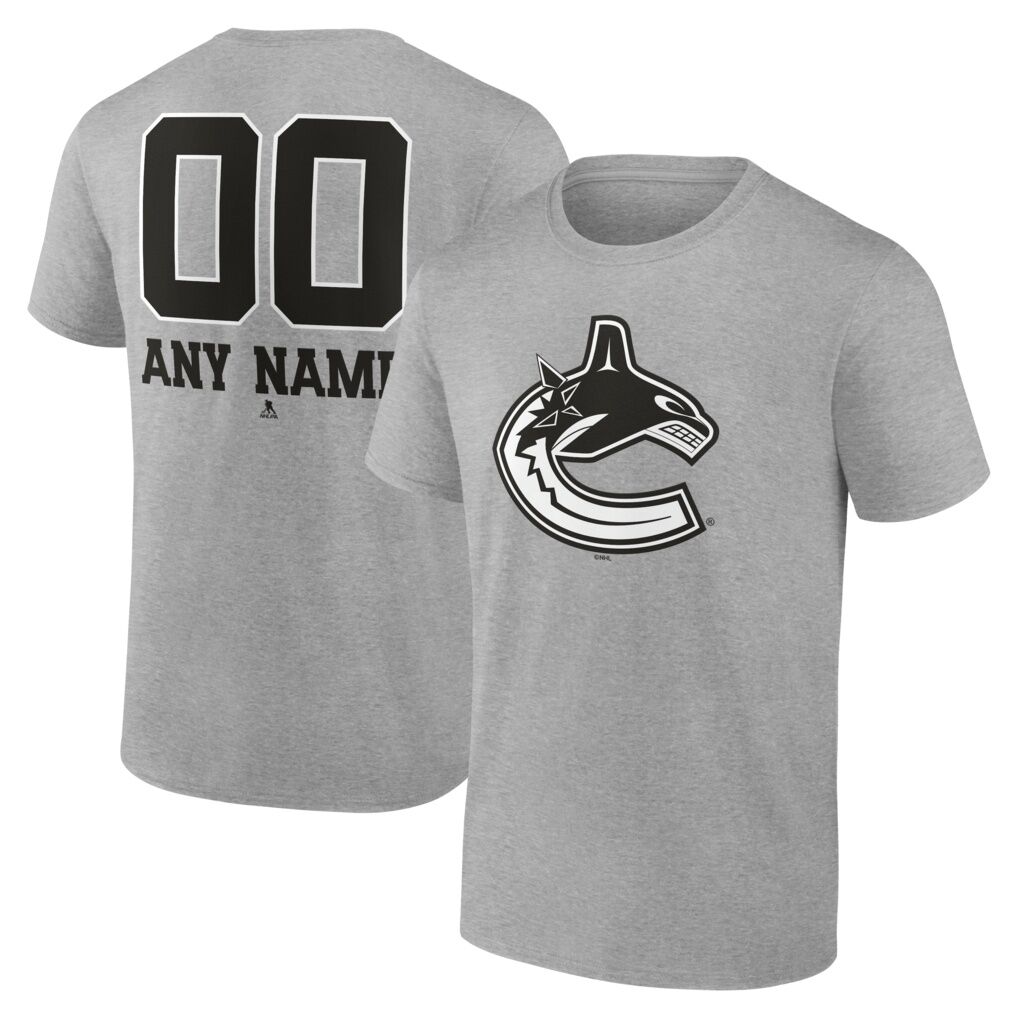 Vancouver Canucks Big & Tall Personalized Name & Number Monochrome T-Shirt