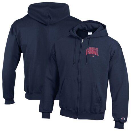 Los Angeles Angels Champion Eco Powerblend Full-Zip Hoodie - Navy - Front View