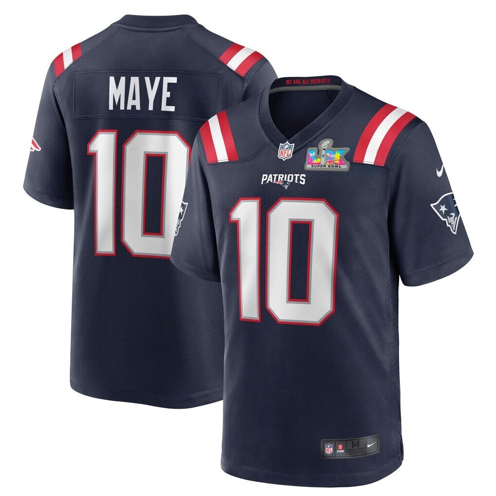 Drake Maye New England Patriots Nike Super Bowl LX Patch Game Jersey