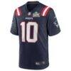 Drake Maye New England Patriots Nike Super Bowl LX Patch Game Jersey - Navy - Side View