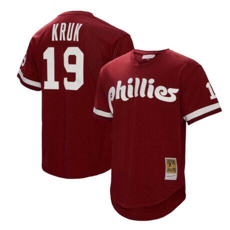 John Kruk Philadelphia Phillies Mitchell & Ness Big & Tall Cooperstown Collection Mesh Batting Practice Jersey - - Front View