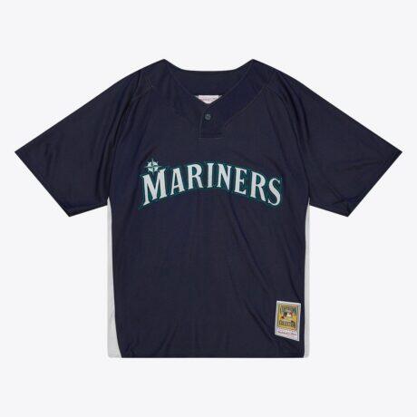 Ichiro Suzuki Seattle Mariners Mitchell & Ness Big & Tall Cooperstown Mesh Batting Practice Jersey - Navy - Front View