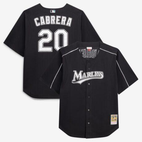 Miguel Cabrera Miami Marlins Mitchell & Ness Big & Tall Cooperstown Mesh Batting Practice Jersey - Black - Front View