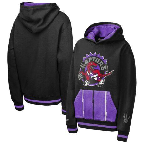 Toronto Raptors Mitchell & Ness Youth Playmaker Fashion Fleece Hoodie - Black - Front View