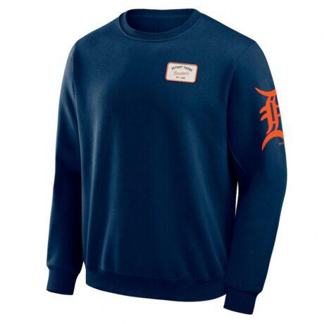 Detroit Tigers Darius Rucker Collection by Fashion7 Washed Crew Neck Pullover Sweatshirt - Navy - Detail View