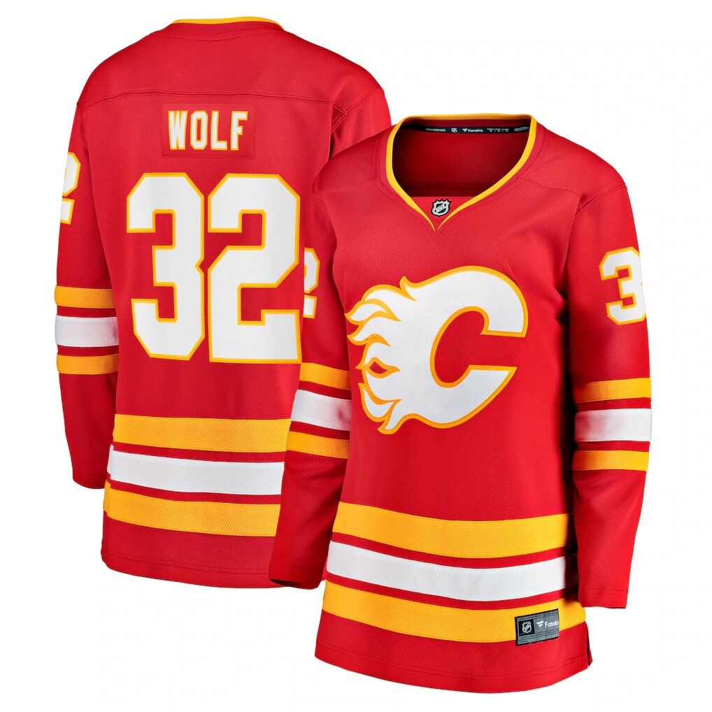 Dustin Wolf Calgary Flames Fashion7 Women's Home Breakaway Jersey