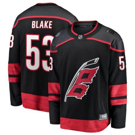 Jackson Blake Carolina Hurricanes Fashion7 Home Breakaway Jersey - Black - Front View