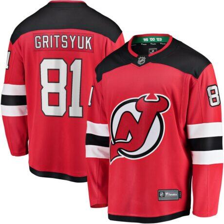 Arseny Gritsyuk New Jersey Devils Fashion7 Home Breakaway Jersey - Red - Front View