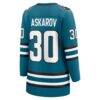 Yaroslav Askarov San Jose Sharks Fashion7 Women's Home Breakaway Jersey - Teal - Detail View