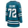 William Eklund San Jose Sharks Fashion7 Women's Home Breakaway Jersey - Teal - Detail View