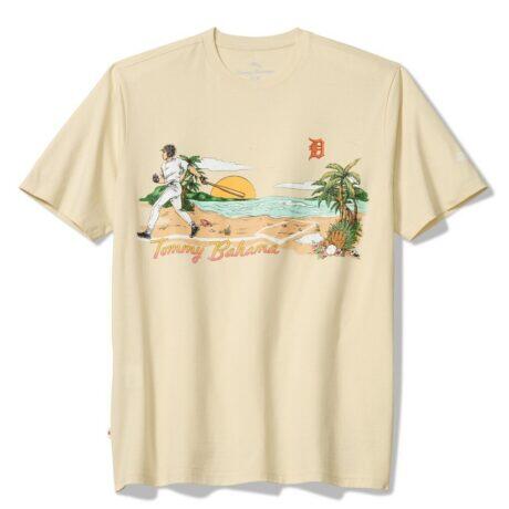 Detroit Tigers Tommy Bahama Sunset Slugger T-Shirt - Cream - Front View