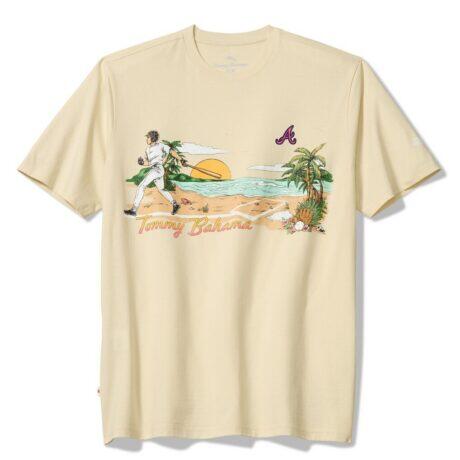 Atlanta Braves Tommy Bahama Sunset Slugger T-Shirt - Cream - Front View